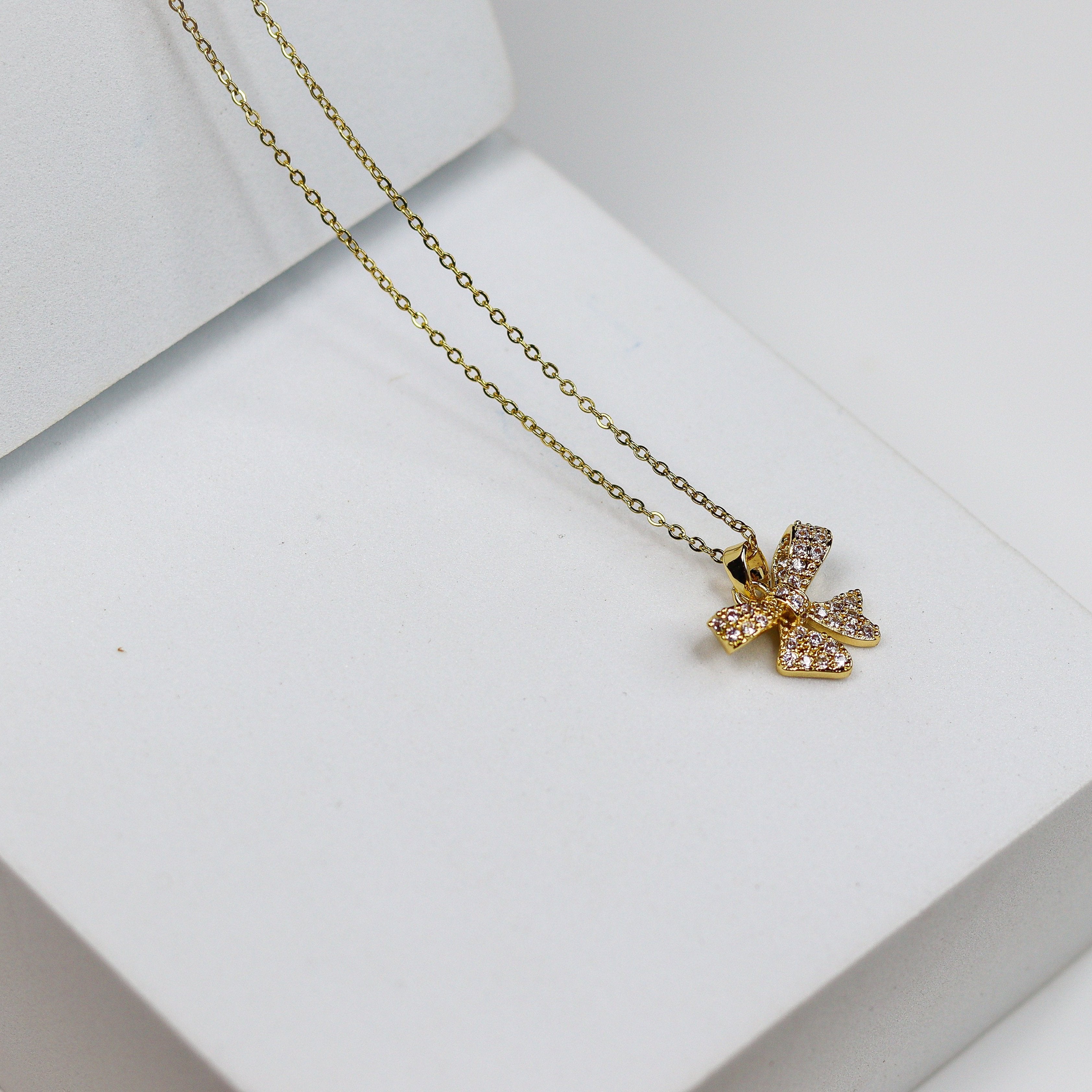 Sparkling Bow Necklace - Adorn-iq