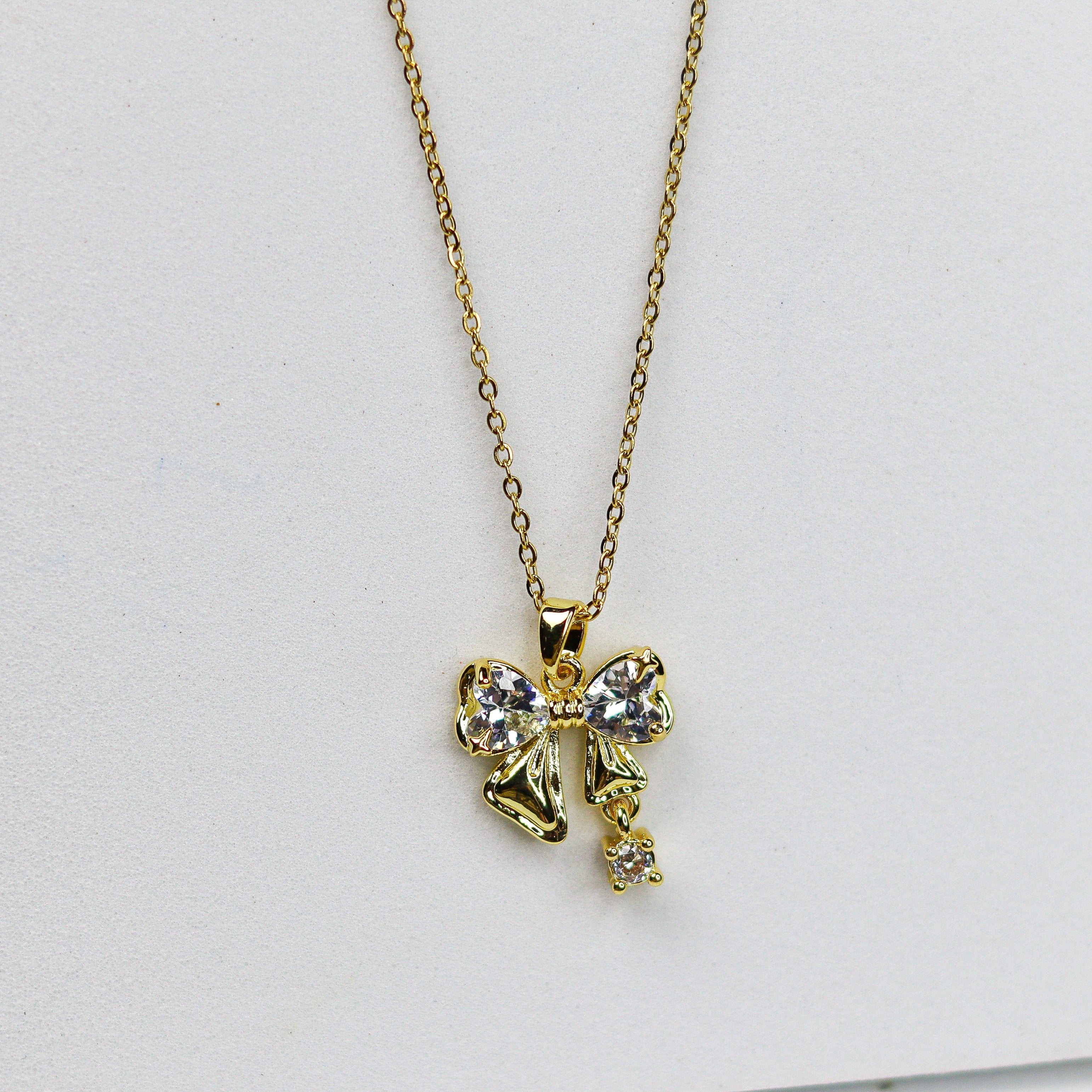 Solitaire Bow Necklace - Adorn-iq