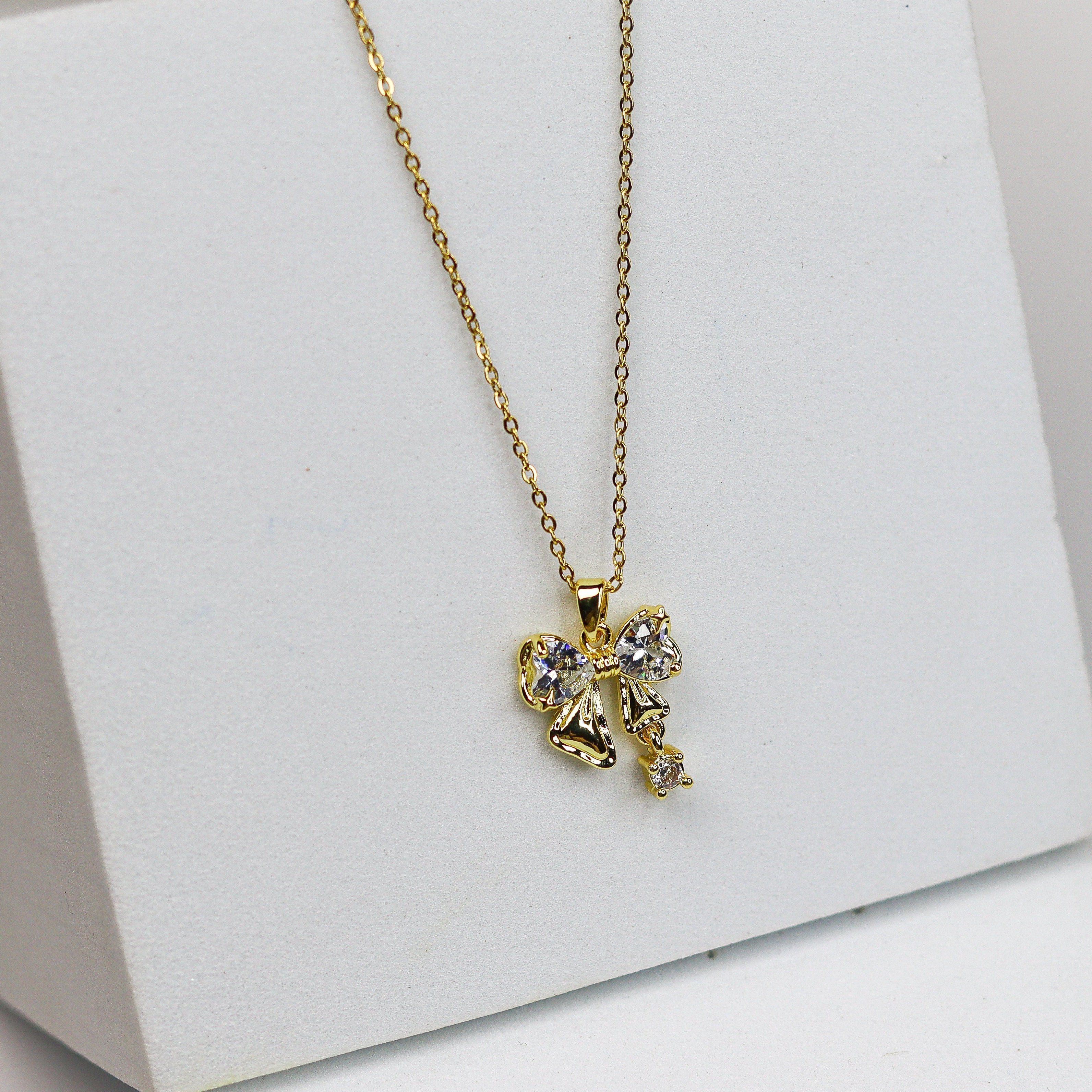 Solitaire Bow Necklace - Adorn-iq
