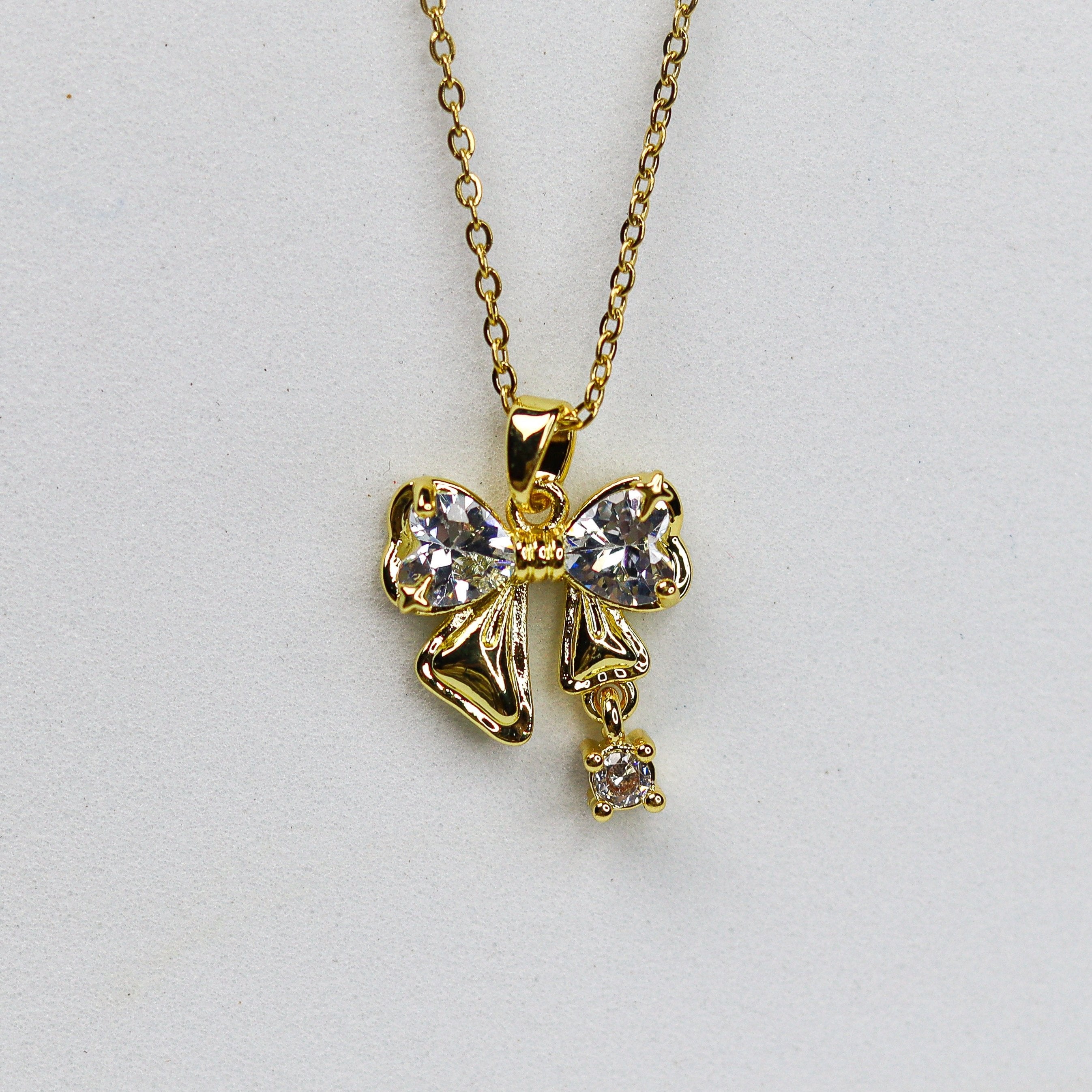 Solitaire Bow Necklace - Adorn-iq
