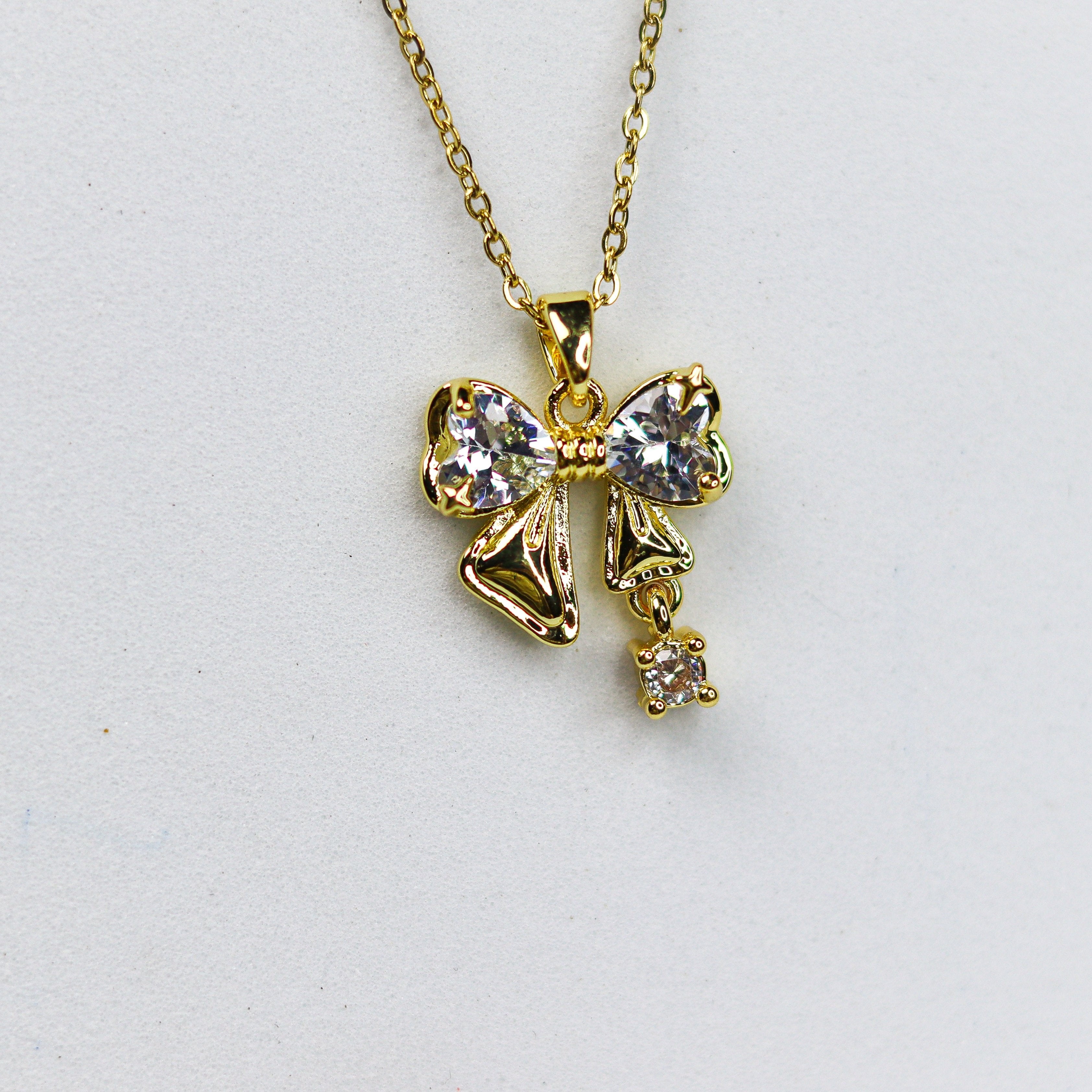 Solitaire Bow Necklace - Adorn-iq