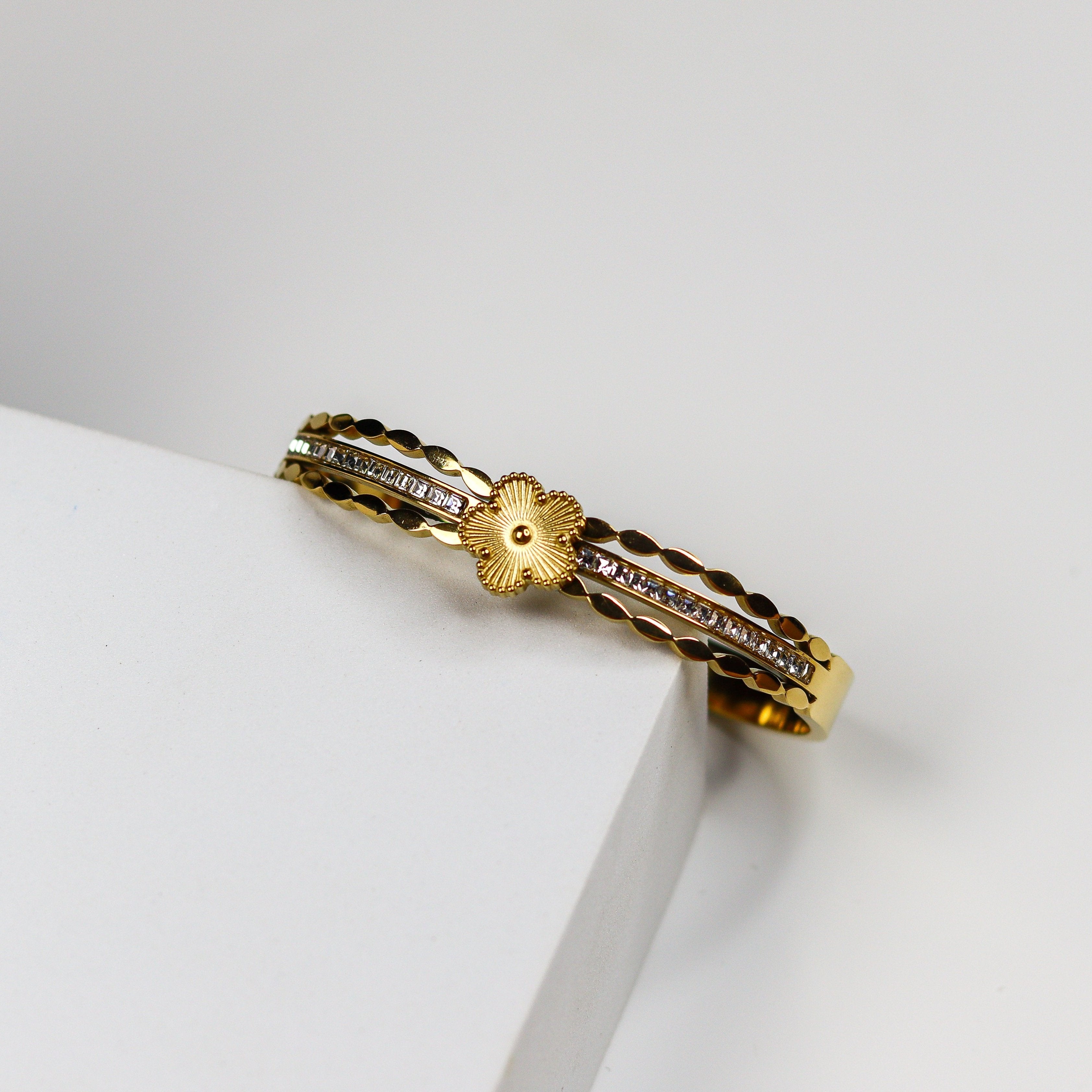 Golden Bloom Bangle Bracelet - Adorn-iq