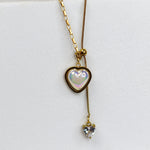 Holographic Heart Pearl Necklace - Adorn-iq