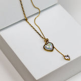 Holographic Heart Pearl Necklace - Adorn-iq