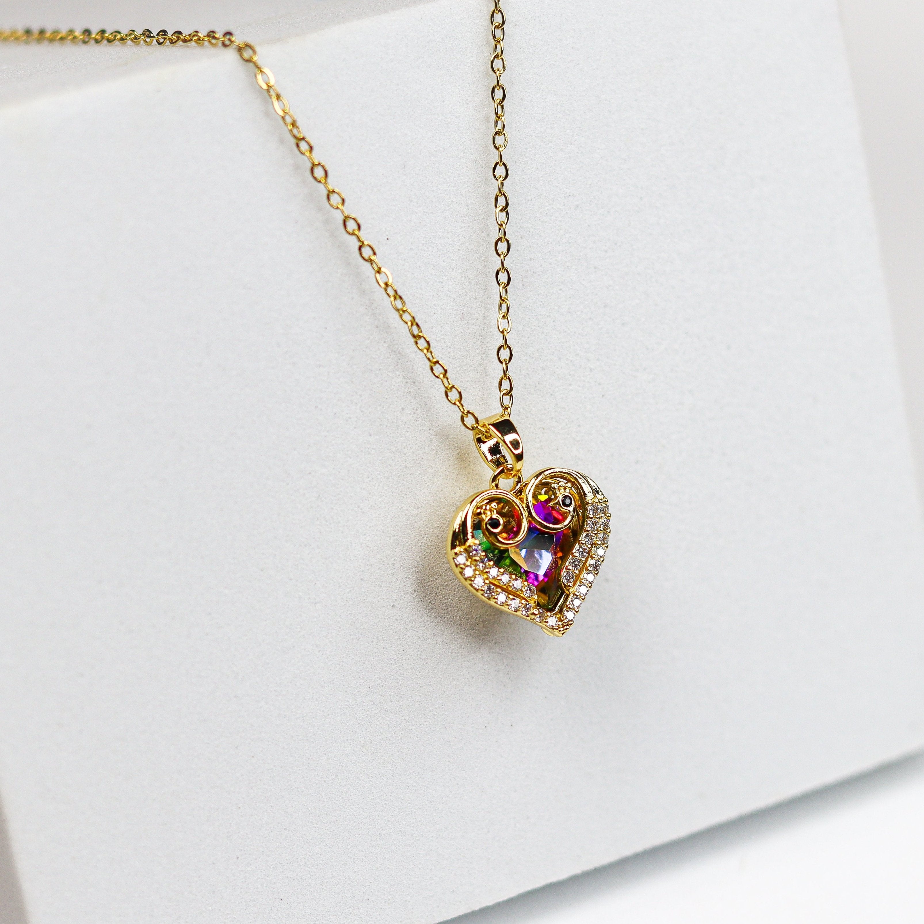 Peacock Heart Necklace - Adorn-iq