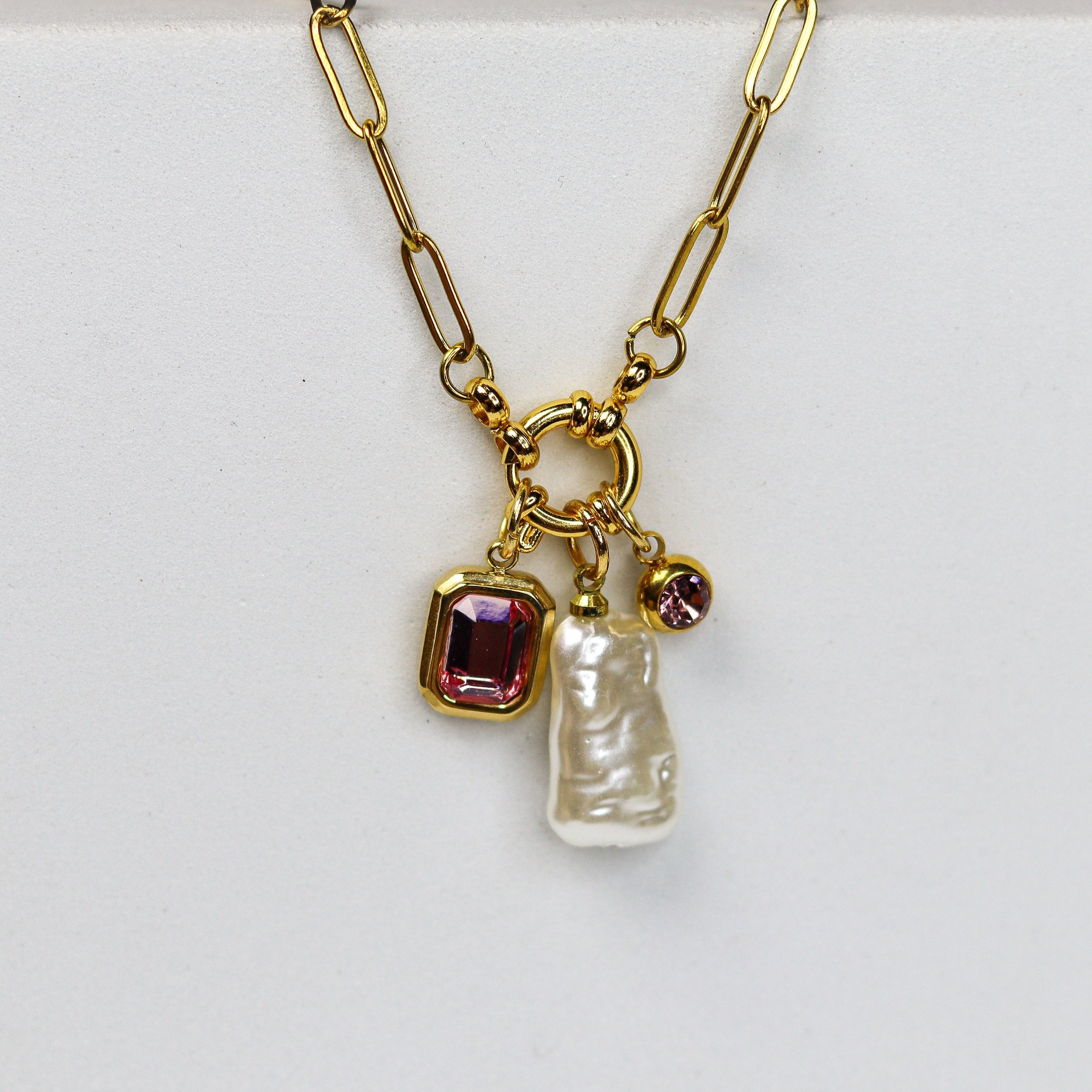 Blush Pearl Charm Necklace - Adorn-iq