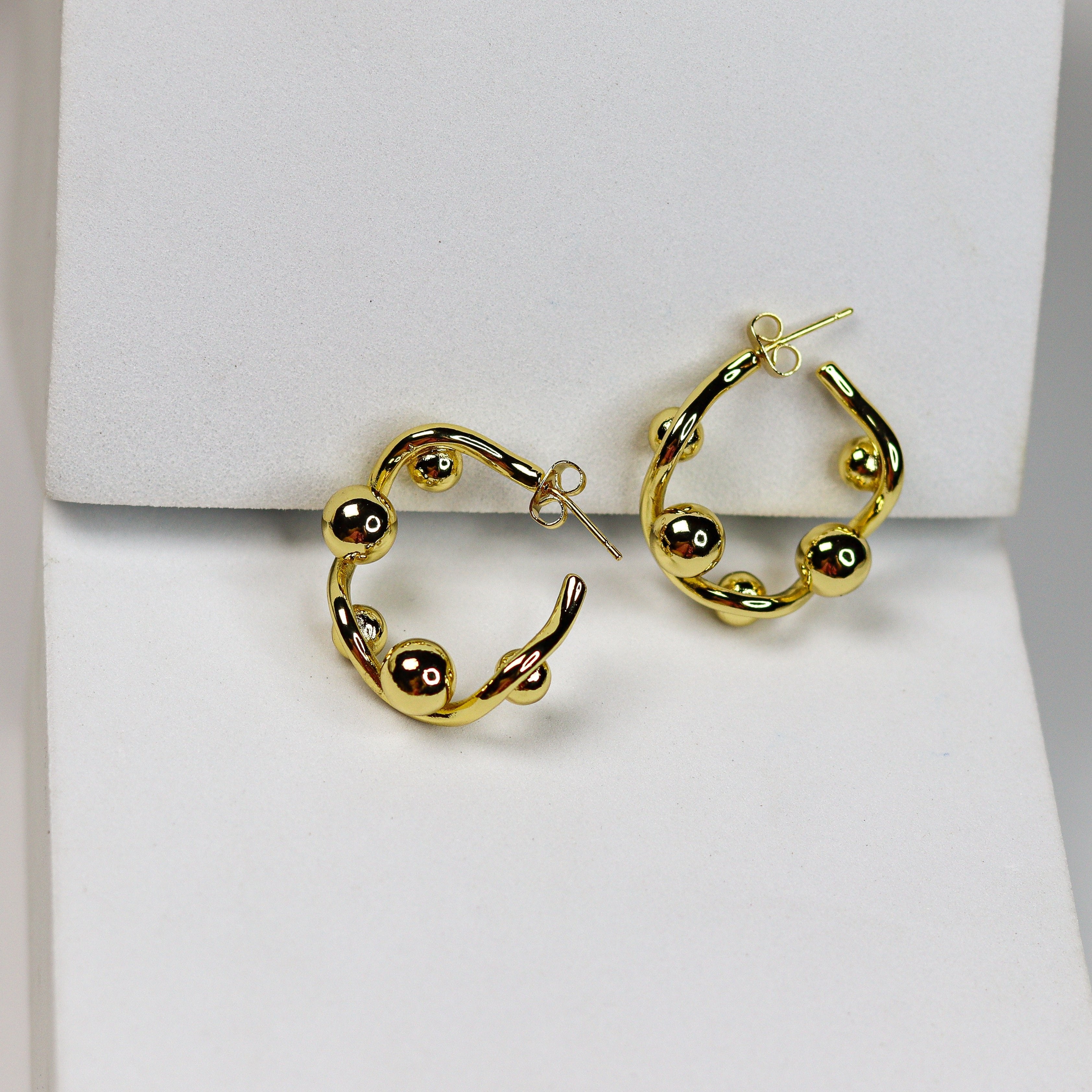 Golden Bubble Hoops - Adorn-iq