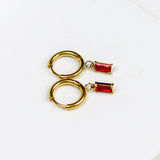 Crystal Ruby Hoops