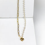 Pearl Chain Heart Necklace