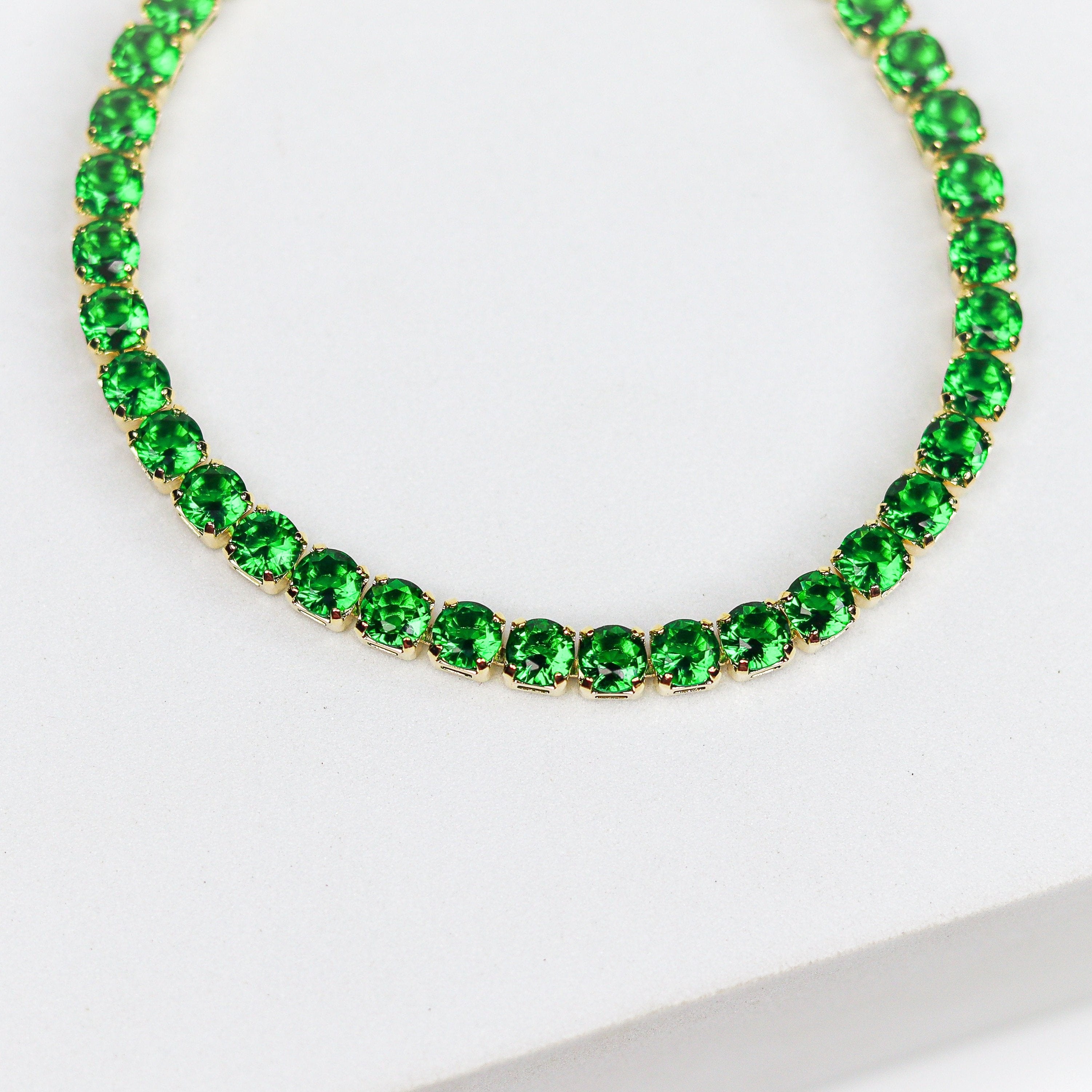 Bracelets Stunning Emerald Tennis Bracelet - 18k Gold Plated