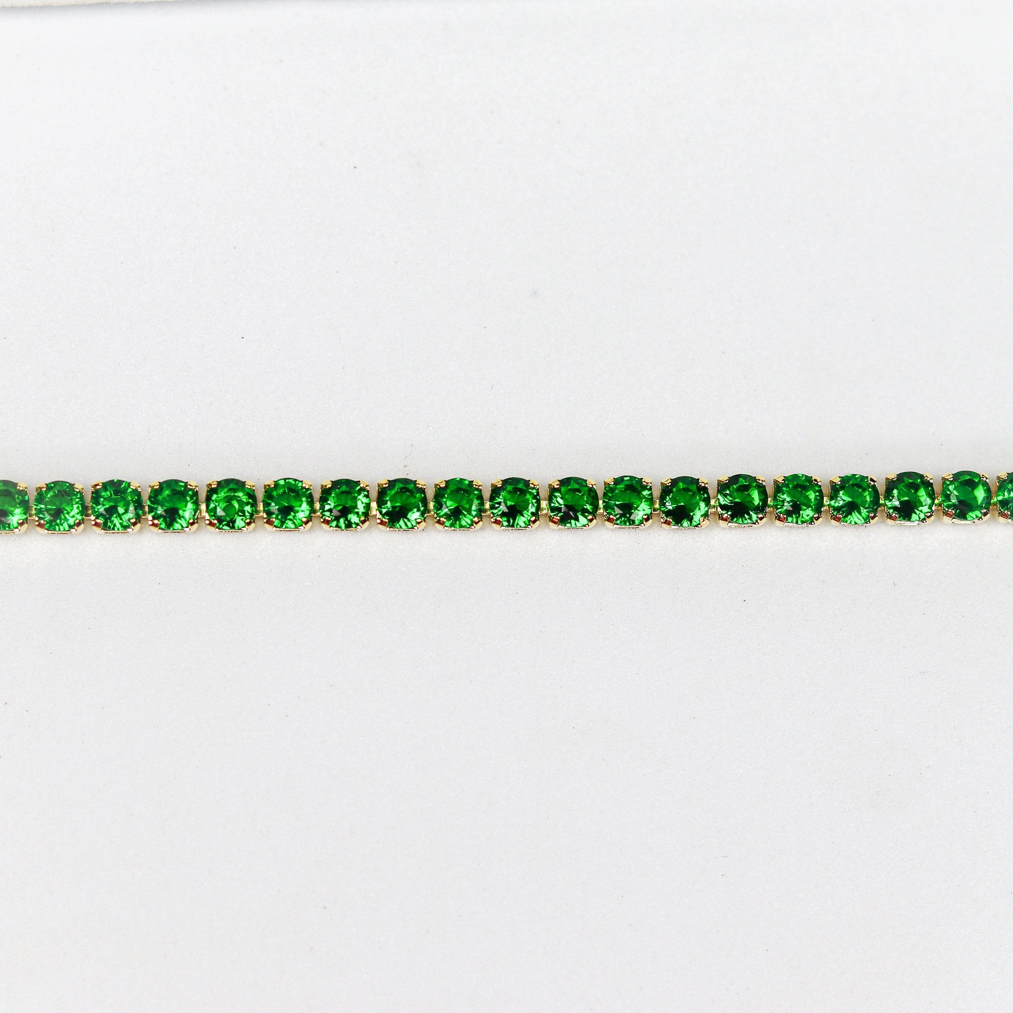 Bracelets Stunning Emerald Tennis Bracelet - 18k Gold Plated