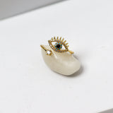 Studded Evil Eye Adjustable Ring
