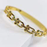 Studded Link Pattern Bangle Bracelet