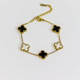 Black and White Clover Chain Bracelet