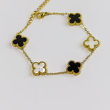 Black and White Clover Chain Bracelet