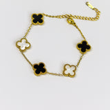 Black and White Clover Chain Bracelet