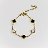 Black and White Clover Chain Bracelet