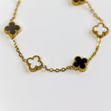 Black and White Clover Chain Bracelet