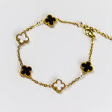 Black and White Clover Chain Bracelet