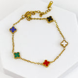 Mini Multi Color Clover Chain Bracelet