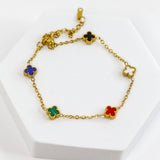 Mini Multi Color Clover Chain Bracelet