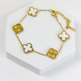 Golden White Dual Clover Chain Bracelet