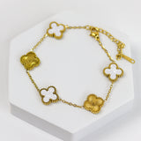 Golden White Dual Clover Chain Bracelet