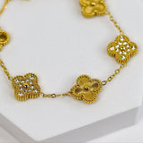 Golden Opal Clover Chain Bracelet