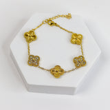 Golden Opal Clover Chain Bracelet