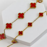 Ruby Red Clover Chain Bracelet