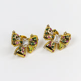 Multi stones Solitaire Bow Earrings