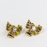 Multi stones Solitaire Bow Earrings