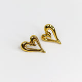 Modern Heart Gold Earrings