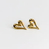 Modern Heart Gold Earrings