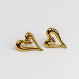 Modern Heart Gold Earrings