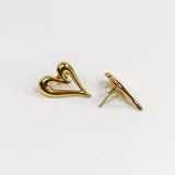 Modern Heart Gold Earrings