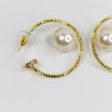 Ball Pearl Half Hoops