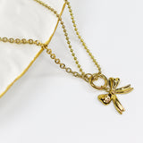 Golden Bow Charm Necklace