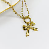 Golden Bow Charm Necklace