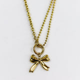 Golden Bow Charm Necklace