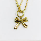 Golden Bow Charm Necklace