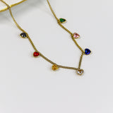 Multi Colour Hear Charm Necklace
