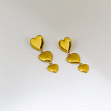 Triple Heart Drop Earrings