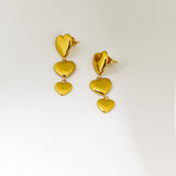 Triple Heart Drop Earrings