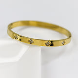 Clover Engraved Stone Bracelet