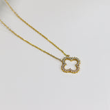Hollow Studded Clover Necklace