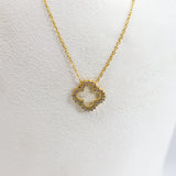 Hollow Studded Clover Necklace