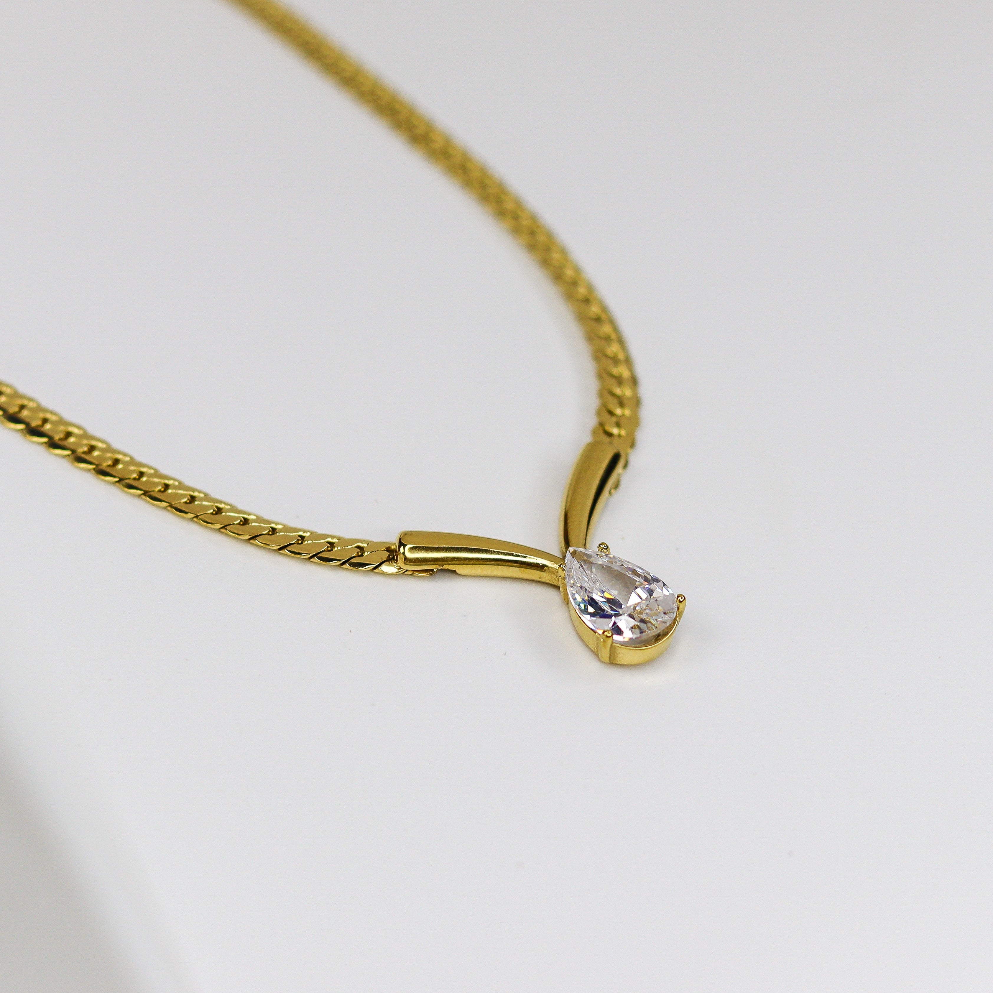 Luxe Pear Solitaire Necklace