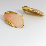 Modern Oval Stone Statement Earrings
