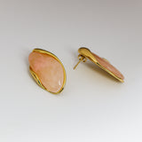 Modern Oval Stone Statement Earrings